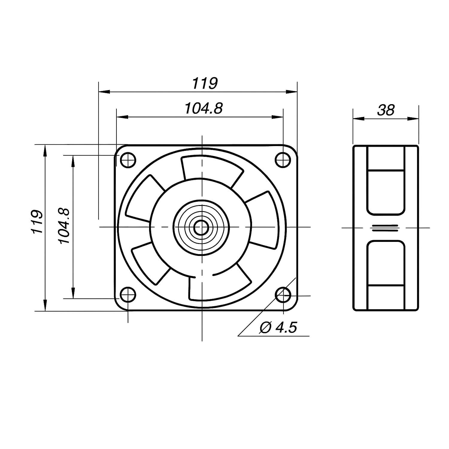 Dimensiones del ventilador VA12/20HT 120mm